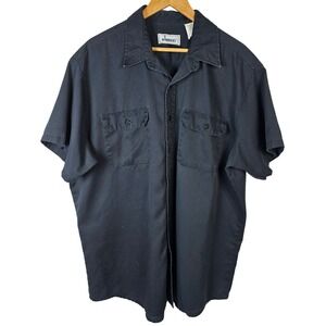 Vintage Roebucks Mens Black‎ Short Sleeve Work Shirt 2XL Cotton Perma-Prest